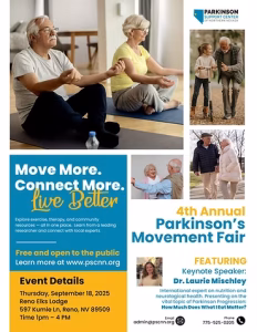 4th Annual Movement & Wellness Fair with Parkinson Support Center of Northern Nevada Event Flyer 2025